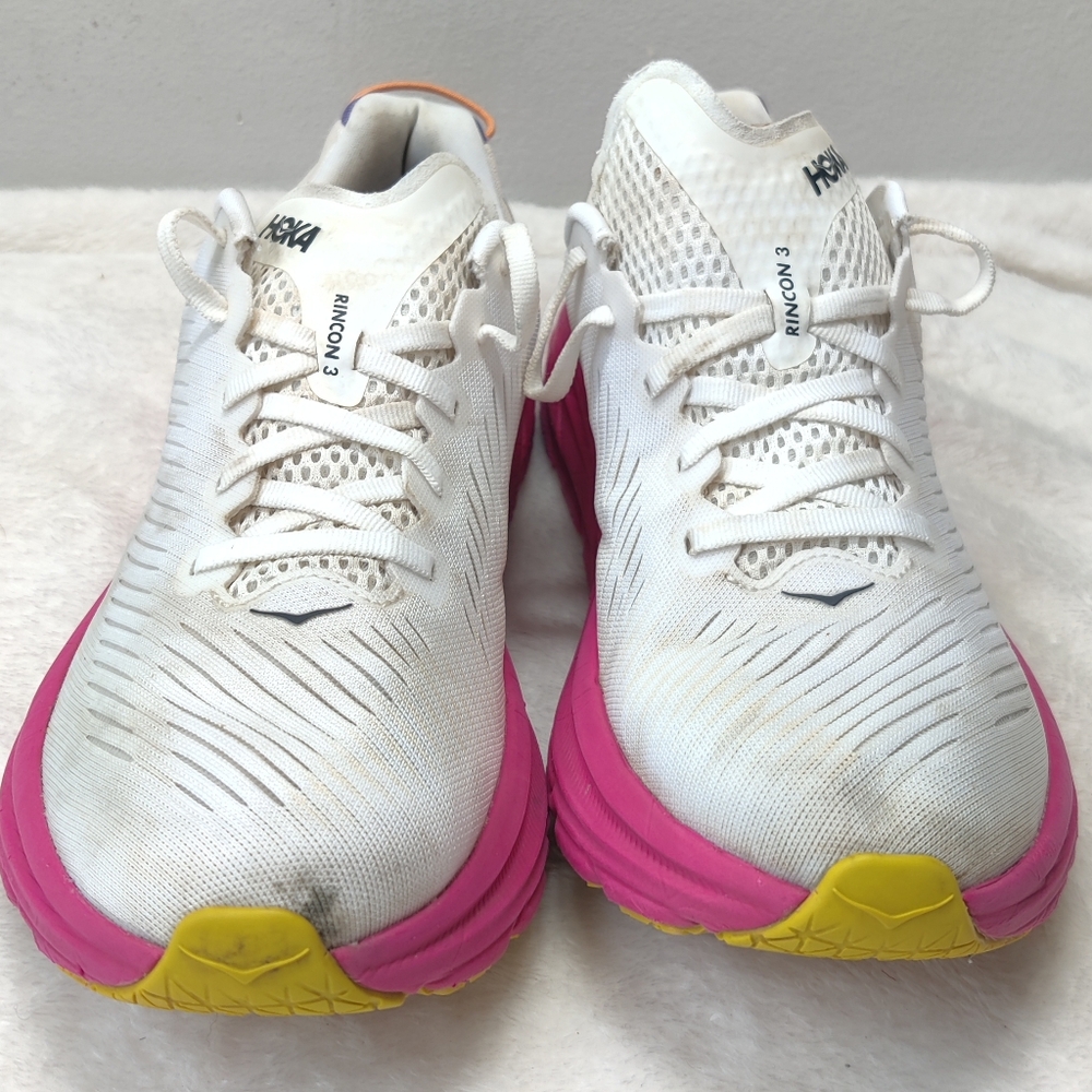 HOKA One Rincon 3 Womens 8.5B White Pink Running Shoes 1119396 - Picture 4 of 13
